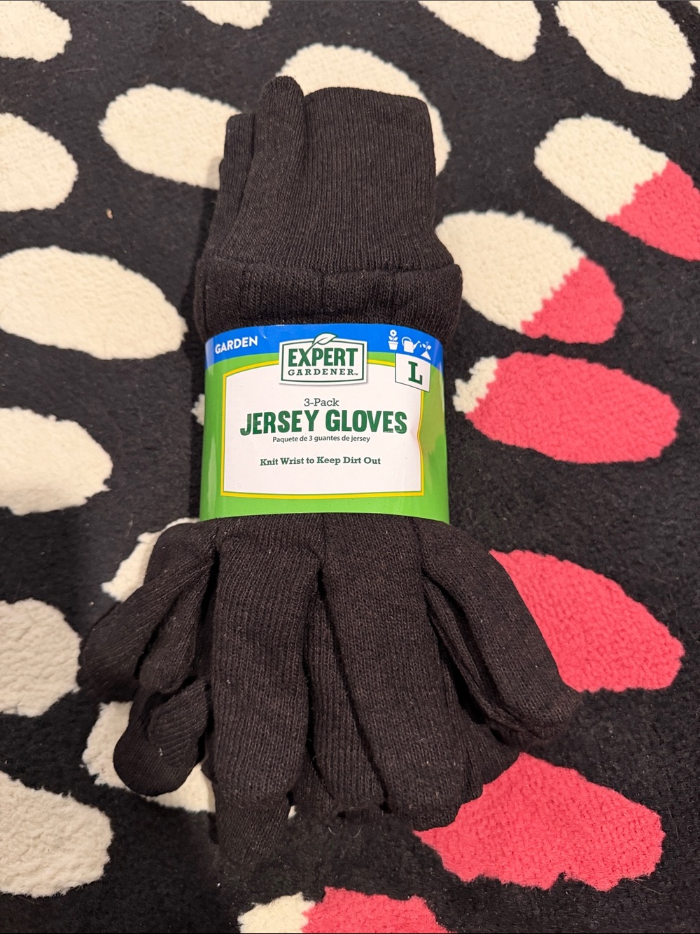 Men's Black Jersey Gloves - Large, 3-Pack